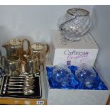 Assorted silver plate, inc. grapefruit spoons (cased) and glassware