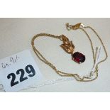 9ct gold and garnet pendant on chain