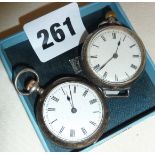 Two silver Omega ladies pocket watches