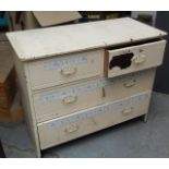 Painted pine chest of drawers