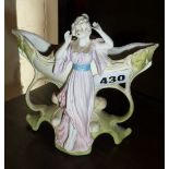 German Art Nouveau porcelain vase with figure