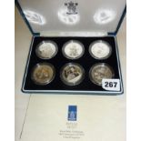 Caribbean Royal Visit 1994 silver proof collection of six coins with certificate and case