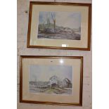 Peter TOMS (XX), two colour Limited Edition prints of riverside scenes with boats in Suffolk, signed