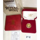 Royal Mint 1998 Nauru "Lady of the Century" gold proof $50 coin
