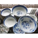 One pair and two other Chinese porcelain blue & white bowls with character marks, 19th All rims are