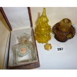 A vintage Baccarat "Guerlain" scent bottle in original box together with a Victorian yellow glass