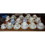 Seventeen various china cups and saucers