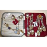 Five various silver souvenir spoons inc. Brighton with Chester hallmark and a collection of 12 other