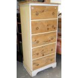 Tall narrow pine chest of drawers