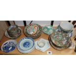 Shelf of small Chinese porcelain items, bowls etc.