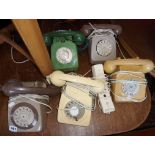 Six various 1960's/70's plastic dial telephones