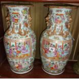 Large pair of Chinese porcelain Canton vases, 19th c. (old restoration to one rim), approx 44cm