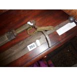 Forged replica Saxon sword and a Chinese short sword and scabbard