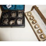 Boxed set of six 19th c. continental silver holders for shot glasses (German & English hallmarks),