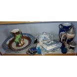 Large wash bowl, two tureens, etc.