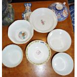 Chinese porcelain wall pocket and various Famille Rose bowls