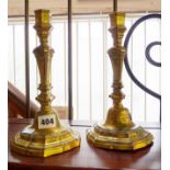 Pair of gilt brass candlesticks