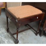 Edwardian mahogany piano stool with music drawer