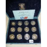 1986 silver proof Xlll Commonwealth Games collection of 12 coins in presentation case