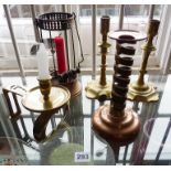 Antique brass and copper candlesticks and candleholders, inc. a twist type and patented brass