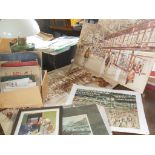 Assorted ephemera including old railway tickets, postcards, booklets, three architects drawings