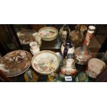 Shelf of Japanese porcelain Satsuma pieces (7)