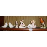 Plichta bird figurines, retro lady figurines etc. (one shelf)