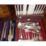 Thomas Turner silver-plated cutlery in canteen, cased fish servers, and other flatware, etc.