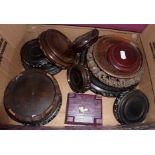 Box of old carved Chinese hardwood vase stands