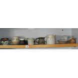 One shelf of assorted Studio pottery