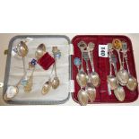 Five various silver souvenir spoons including Brighton with Chester hallmark and a collection of