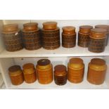 Nine Hornsea storage jars