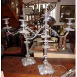 Pair of large Victorian silver-plated candelabra