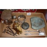 19th c. Sheffield plate tea caddy, Egyptian silver cruets, Indian silver bracelet and other items