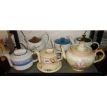 Six vintage teapots inc. Art Deco Pountney & Co, Waterlily & Dorland, Marshalls Anti-Tannic, etc.