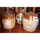 Three various Doulton stoneware tobacco jars