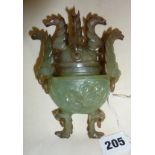 Chinese carved jade vase and cover (approx. 13cm high)