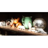 Shelf of assorted pottery