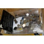 Box containing assorted British coins, commemorative crowns etc.