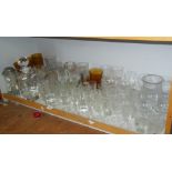 Large quantity of cut-glass drinking glasses & decanters