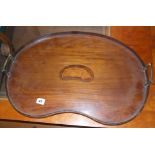 Edwardian inlaid mahogany kidney-shaped Butlers tray