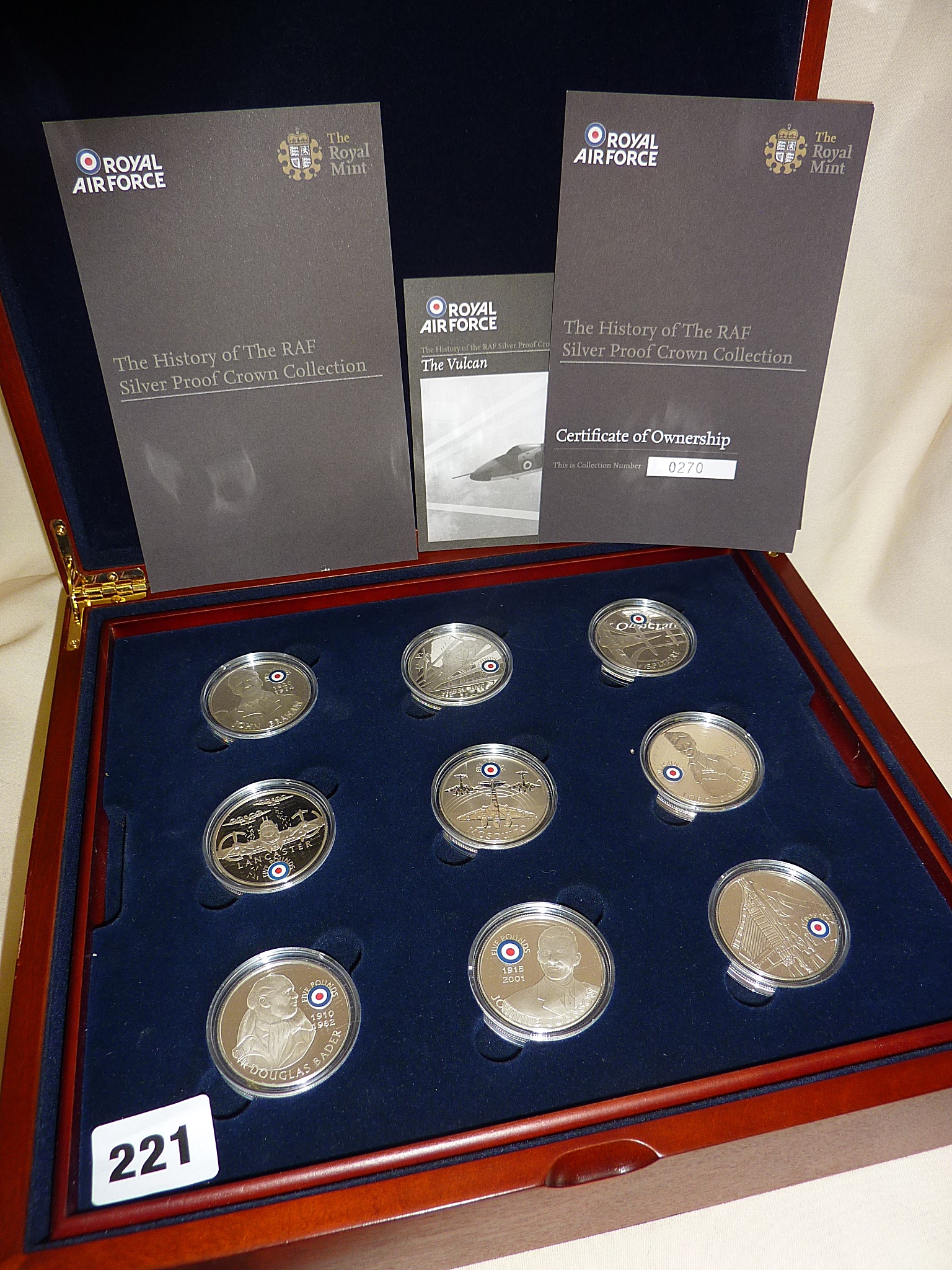 Royal Mint - The History of the RAF Silver Proof coin collection 2008 - 18 coin set in wooden box