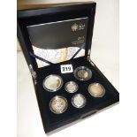 Royal Mint 2011 UK Silver Piedfort set of 6 coins in case with COA