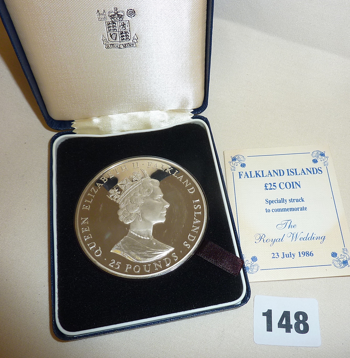 Royal Mint £25 silver proof Royal Wedding Falklands Islands coin with COA