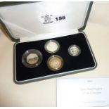 Royal Mint 2005 cased Silver Proof Piedfort 4-coin collection with COA