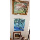 Three various contemporary oil paintings, signed and monogrammed