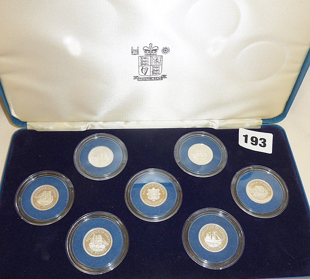 Royal Mint Silver Proof £1 Balliwick of Jersey 7-coin cased set