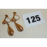 Pair of 14ct gold drop earrings, approx 3.8g