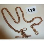 9ct gold Albert chain for pocket watch, approx 22g