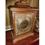 Victorian bracket type mantle clock in walnut case, the movement having 18th c. brass dial with